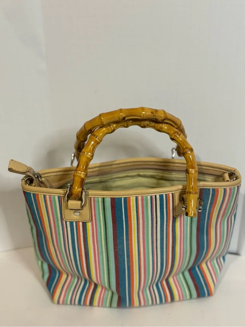 Relic Multicolor Striped Shoulder Bag with Bamboo Handles